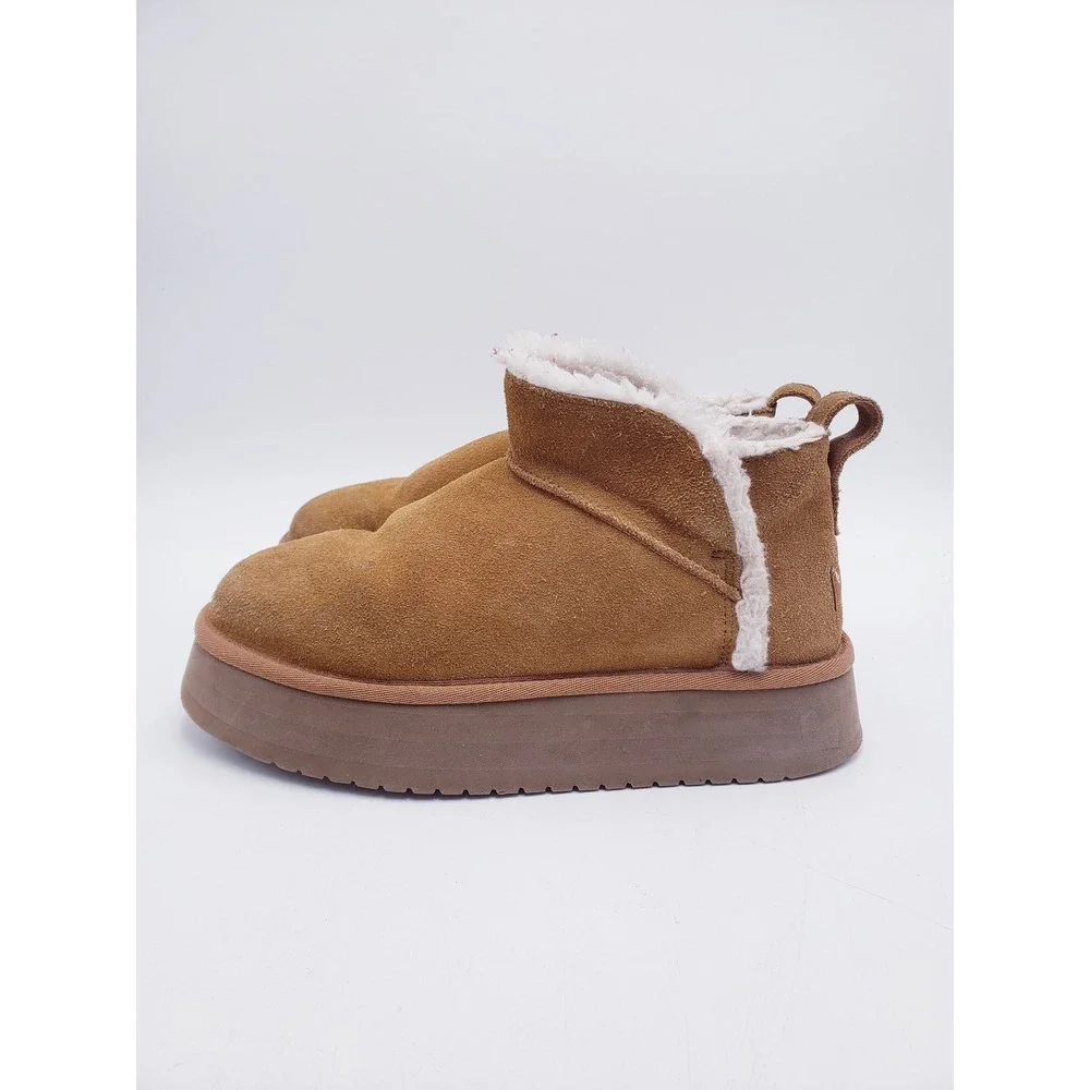 Koolaburra by UGG Koola Ultra Mini Platform Boot Chestnut Suede Shearling Size 8